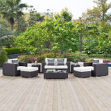 Modway Furniture Convene 8 Piece Outdoor Patio Sofa Set 0423 Espresso White EEI-2352-EXP-WHI-SET