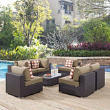 Convene 7 Piece Outdoor Patio Sectional Set Espresso Mocha EEI-2357-EXP-MOC-SET