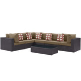 Convene 7 Piece Outdoor Patio Sectional Set Espresso Mocha EEI-2361-EXP-MOC-SET