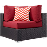 Convene 7 Piece Outdoor Patio Sectional Set Expresso Red EEI-2361-EXP-RED-SET