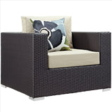 Convene 3 Piece Outdoor Patio Sofa Set Espresso Beige EEI-2363-EXP-BEI-SET