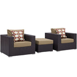 Convene 3 Piece Outdoor Patio Sofa Set Espresso Mocha EEI-2363-EXP-MOC-SET