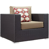 Convene 3 Piece Outdoor Patio Sofa Set Espresso Mocha EEI-2363-EXP-MOC-SET