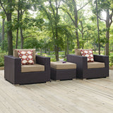 Convene 3 Piece Outdoor Patio Sofa Set Espresso Mocha EEI-2363-EXP-MOC-SET