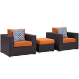 Convene 3 Piece Outdoor Patio Sofa Set Espresso Orange EEI-2363-EXP-ORA-SET