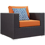 Convene 3 Piece Outdoor Patio Sofa Set Espresso Orange EEI-2363-EXP-ORA-SET