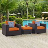 Convene 3 Piece Outdoor Patio Sofa Set Espresso Orange EEI-2363-EXP-ORA-SET