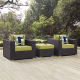 Convene 3 Piece Outdoor Patio Sofa Set Espresso Peridot EEI-2363-EXP-PER-SET