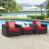 Convene 3 Piece Outdoor Patio Sofa Set Espresso Red EEI-2363-EXP-RED-SET