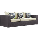 Convene 3 Piece Outdoor Patio Sofa Set Espresso Beige EEI-2364-EXP-BEI-SET