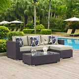 Convene 3 Piece Outdoor Patio Sofa Set Espresso Beige EEI-2364-EXP-BEI-SET