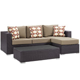 Convene 3 Piece Outdoor Patio Sofa Set Espresso Mocha EEI-2364-EXP-MOC-SET