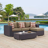 Convene 3 Piece Outdoor Patio Sofa Set Espresso Mocha EEI-2364-EXP-MOC-SET