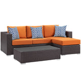 Convene 3 Piece Outdoor Patio Sofa Set Espresso Orange EEI-2364-EXP-ORA-SET