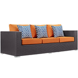 Convene 3 Piece Outdoor Patio Sofa Set Espresso Orange EEI-2364-EXP-ORA-SET