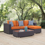 Convene 3 Piece Outdoor Patio Sofa Set Espresso Orange EEI-2364-EXP-ORA-SET