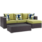 Convene 3 Piece Outdoor Patio Sofa Set Espresso Peridot EEI-2364-EXP-PER-SET