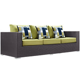 Convene 3 Piece Outdoor Patio Sofa Set Espresso Peridot EEI-2364-EXP-PER-SET