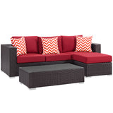 Convene 3 Piece Outdoor Patio Sofa Set Espresso Red EEI-2364-EXP-RED-SET