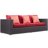 Convene 3 Piece Outdoor Patio Sofa Set Espresso Red EEI-2364-EXP-RED-SET