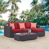 Convene 3 Piece Outdoor Patio Sofa Set Espresso Red EEI-2364-EXP-RED-SET