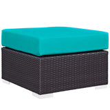 Convene 3 Piece Outdoor Patio Sofa Set Espresso Turquoise EEI-2364-EXP-TRQ-SET