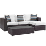 Convene 3 Piece Outdoor Patio Sofa Set Espresso White EEI-2364-EXP-WHI-SET