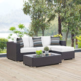 Convene 3 Piece Outdoor Patio Sofa Set Espresso White EEI-2364-EXP-WHI-SET