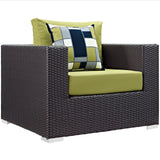 Modway Furniture Convene 5 Piece Outdoor Patio Sectional Set 0423 Espresso Peridot EEI-2366-EXP-PER-SET