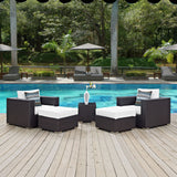 Modway Furniture Convene 5 Piece Outdoor Patio Sectional Set 0423 Espresso White EEI-2366-EXP-WHI-SET