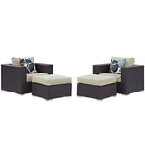 Modway Furniture Convene 4 Piece Outdoor Patio Sectional Set 0423 Espresso Beige EEI-2367-EXP-BEI-SET