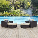 Modway Furniture Convene 4 Piece Outdoor Patio Sectional Set 0423 Espresso Beige EEI-2367-EXP-BEI-SET