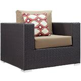 Modway Furniture Convene 4 Piece Outdoor Patio Sectional Set 0423 Espresso Mocha EEI-2367-EXP-MOC-SET