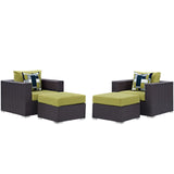 Modway Furniture Convene 4 Piece Outdoor Patio Sectional Set 0423 Espresso Peridot EEI-2367-EXP-PER-SET