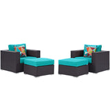 Modway Furniture Convene 4 Piece Outdoor Patio Sectional Set 0423 Espresso Turquoise EEI-2367-EXP-TRQ-SET