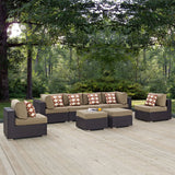 Modway Furniture Convene 8 Piece Outdoor Patio Sectional Set 0423 Espresso Mocha EEI-2369-EXP-MOC-SET