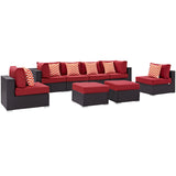 Modway Furniture Convene 8 Piece Outdoor Patio Sectional Set 0423 Espresso Red EEI-2369-EXP-RED-SET