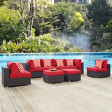 Modway Furniture Convene 8 Piece Outdoor Patio Sectional Set 0423 Espresso Red EEI-2369-EXP-RED-SET