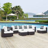 Modway Furniture Convene 8 Piece Outdoor Patio Sectional Set 0423 Espresso White EEI-2369-EXP-WHI-SET