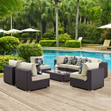 Convene 8 Piece Outdoor Patio Sectional Set Espresso Beige EEI-2370-EXP-BEI-SET