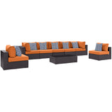 Convene 8 Piece Outdoor Patio Sectional Set Espresso Orange EEI-2370-EXP-ORA-SET