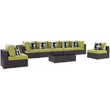 Convene 8 Piece Outdoor Patio Sectional Set Espresso Peridot EEI-2370-EXP-PER-SET