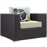 Modway Furniture Convene 8 Piece Outdoor Patio Sectional Set 0423 Espresso Beige EEI-2371-EXP-BEI-SET