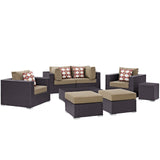 Modway Furniture Convene 8 Piece Outdoor Patio Sectional Set 0423 Espresso Mocha EEI-2371-EXP-MOC-SET