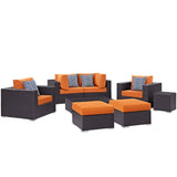 Modway Furniture Convene 8 Piece Outdoor Patio Sectional Set 0423 Espresso Orange EEI-2371-EXP-ORA-SET