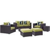 Modway Furniture Convene 8 Piece Outdoor Patio Sectional Set 0423 Espresso Peridot EEI-2371-EXP-PER-SET