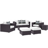 Modway Furniture Convene 8 Piece Outdoor Patio Sectional Set 0423 Espresso White EEI-2371-EXP-WHI-SET