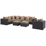 Modway Furniture Convene 9 Piece Outdoor Patio Sectional Set 0423 Espresso Mocha EEI-2373-EXP-MOC-SET