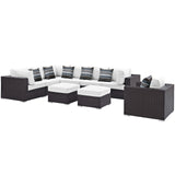 Modway Furniture Convene 9 Piece Outdoor Patio Sectional Set 0423 Espresso White EEI-2373-EXP-WHI-SET