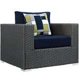 Sojourn 5 Piece Outdoor Patio Sunbrella® Sectional Set Canvas Navy EEI-2375-CHC-NAV-SET